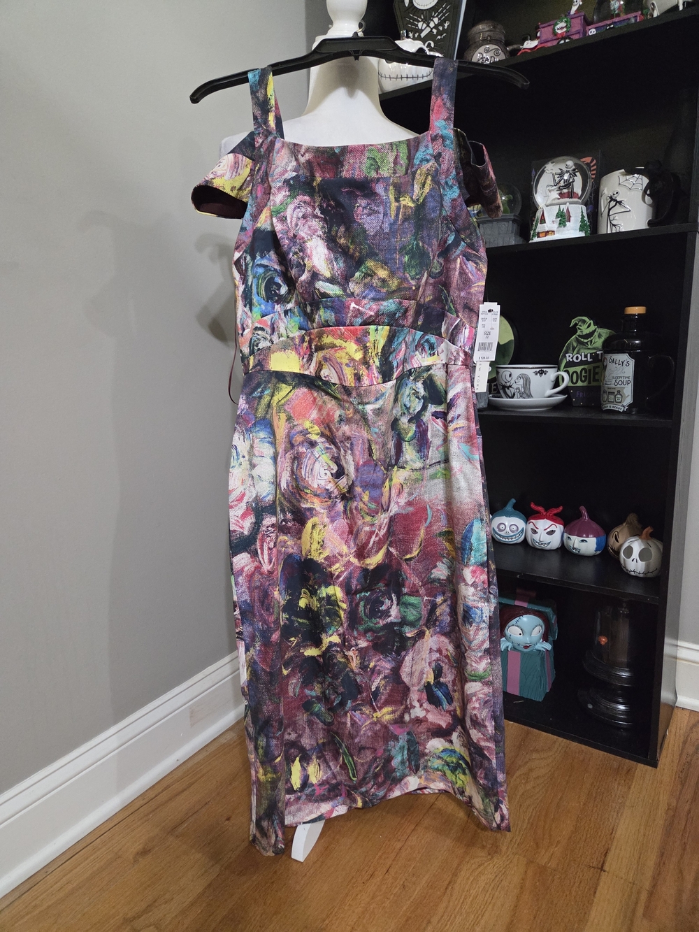 Nicole Miller Multicolor One-Shoulder Abstract Floral Dress